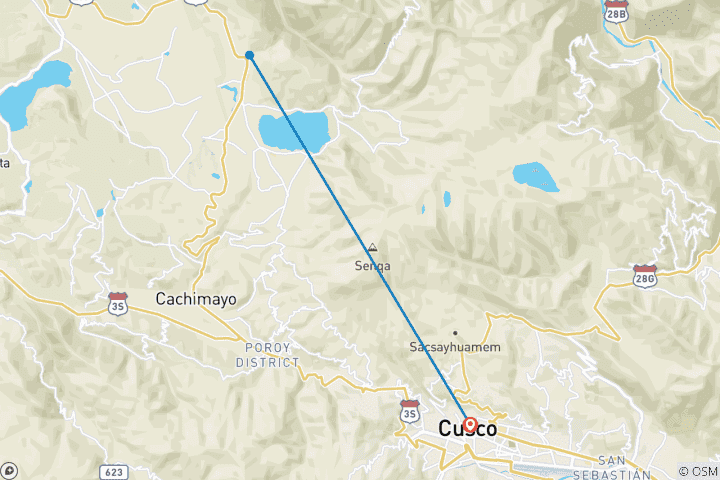 Map of Half Day Tour – Zipline Adventure & Chinchero