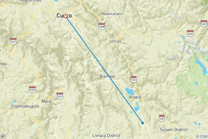 Kaart van Tocht naar de Inca Brug van Qeswachaka - Prive Service