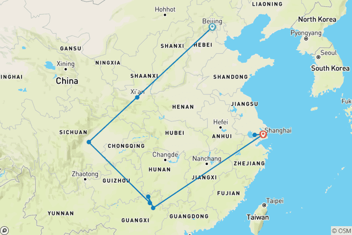 Carte du circuit Découverte du meilleur de la Chine
