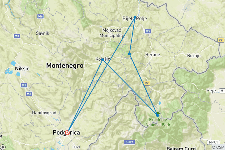 Map of 6 DAYS WINTER ACTIVITIES IN THE MOUNTAINS