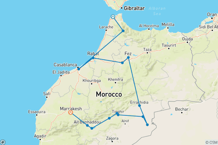 Map of Totally Morocco Tour from Tangier