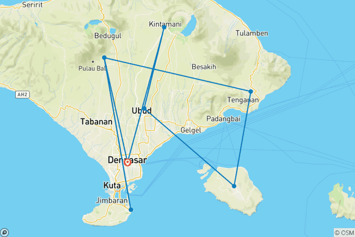 Map of Amazing Trip Bali 10 Days and Nusa Penida