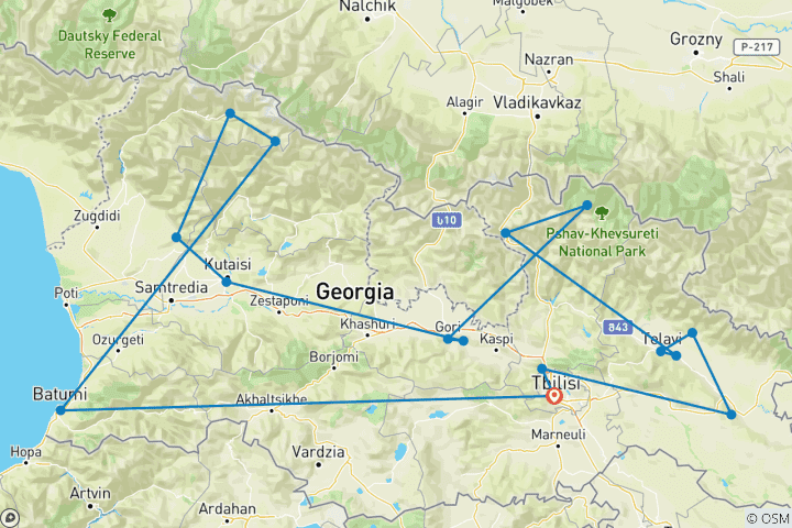 Map of All Georgia tour: from the Highlands to the Sea