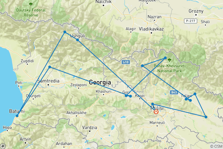 Carte du circuit Voyage en Géorgie à travers les montagnes et la mer