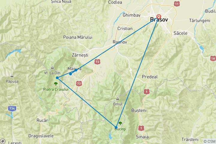 Map of Experience Ecotourism in Romania - eco-certified private trekking program