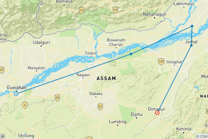 Map of Tiger Reserve and Tribal Village Expedition