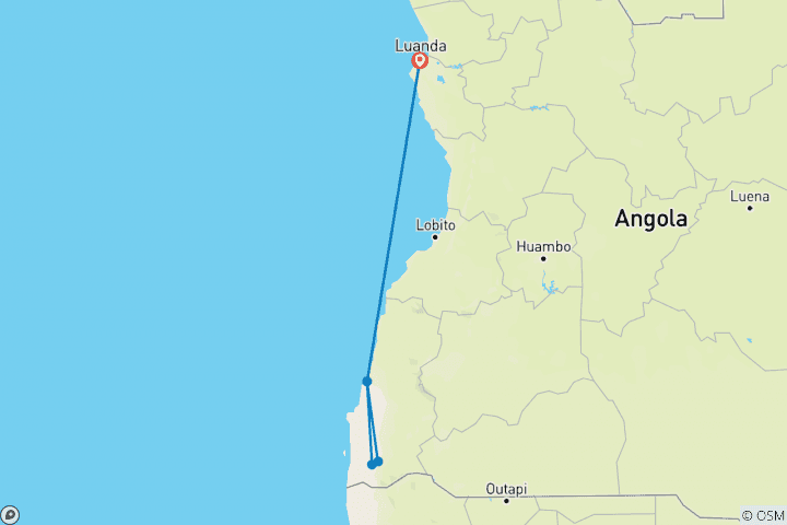 Carte du circuit Expérience du sud de l'Angola 4J/3N - Confort