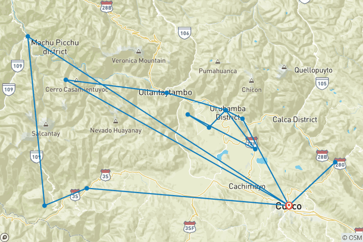 Map of Trek & Climb: Sacred Valley & Nevado Salkantay