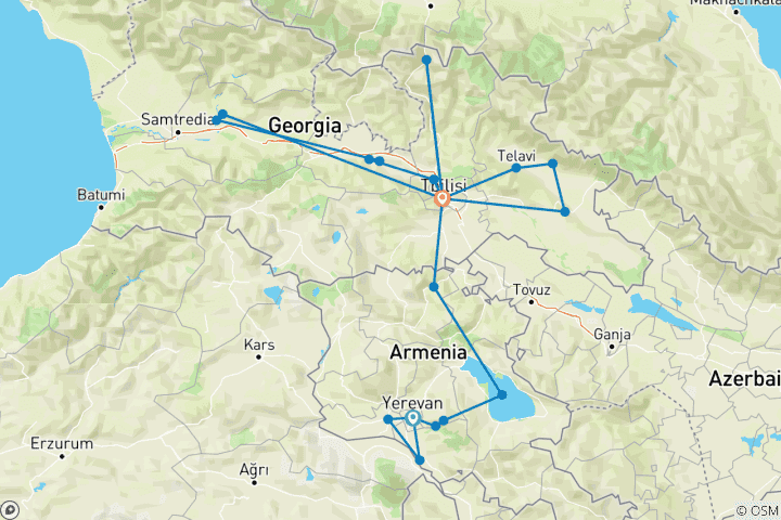 Map of Armenia & Georgia Combination - A Journey through the Ancient Lands