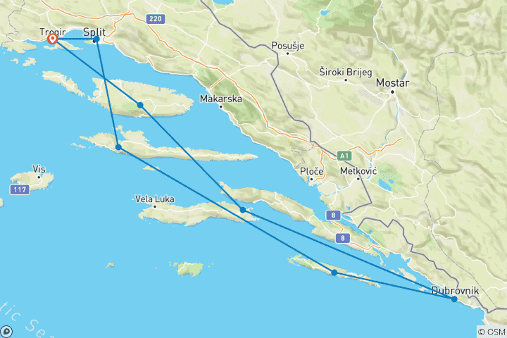 Map of Pearls of Adriatic cruise