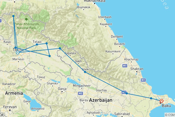 Map of Azerbaijan & Georgia Combination - A Journey through Exotics, Tradition and Charm of Antiquity