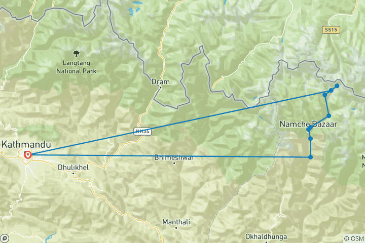 Map of Everest Base Camp Heli Trek 11 Days