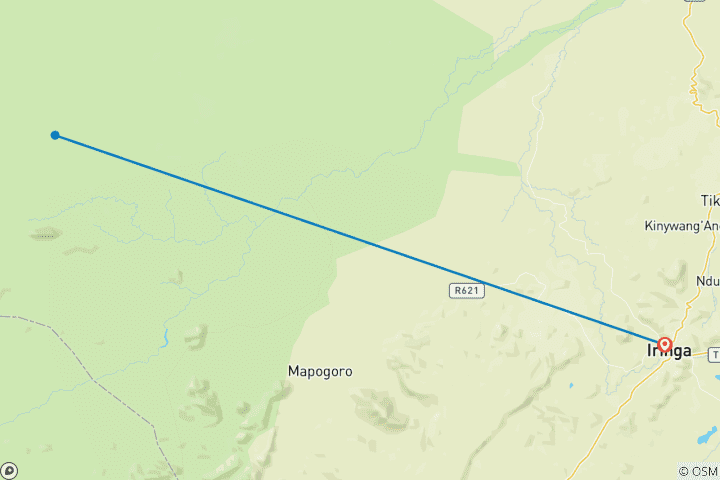 Map of 3 Days 2 Nights Ruaha Wildlife Safari