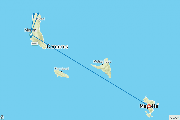 Carte du circuit Mayotte Grand Comore Aventure 6J/ 5N - Confort