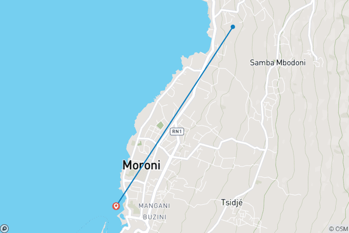 Mapa de 3 días / 2 noches experiencia en la isla Ngazidja de Comoras - confort