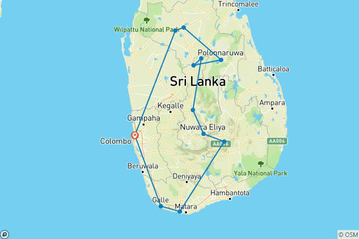 Map of Explore and rest Sri Lanka, Private Car Tour