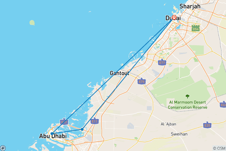 Carte du circuit Aventure Ferrari World 5 jours/4 nuits