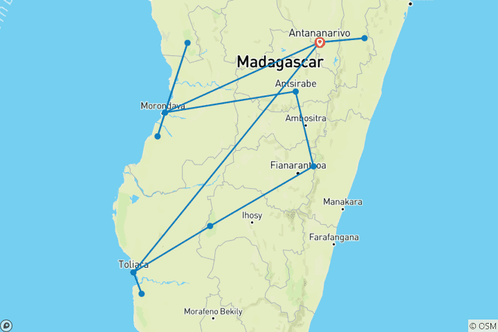Map of 15 Days Details Madagascar ( Comfort)