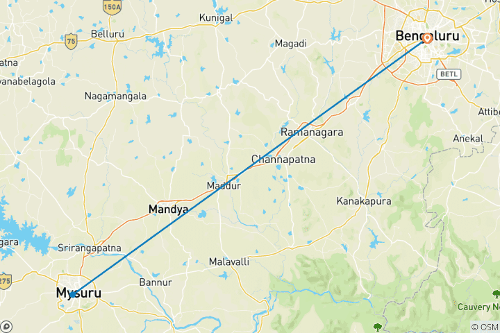 Carte du circuit Expédition du patrimoine royal de Mysore : Excursion d'une journée au départ de Bangalore