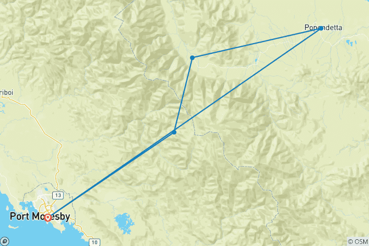 Carte du circuit Kokoda dirigé par l'Australie