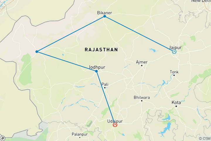 Carte du circuit Grand Rajasthan