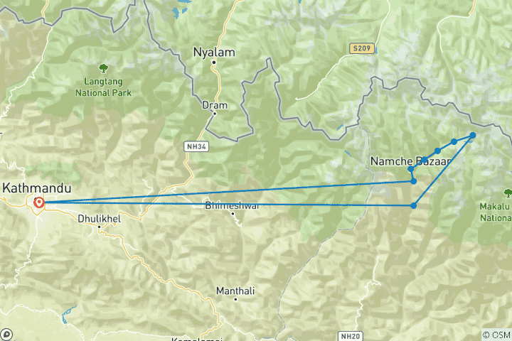 Carte du circuit Retour en hélicoptère au sommet de l'Island Peak