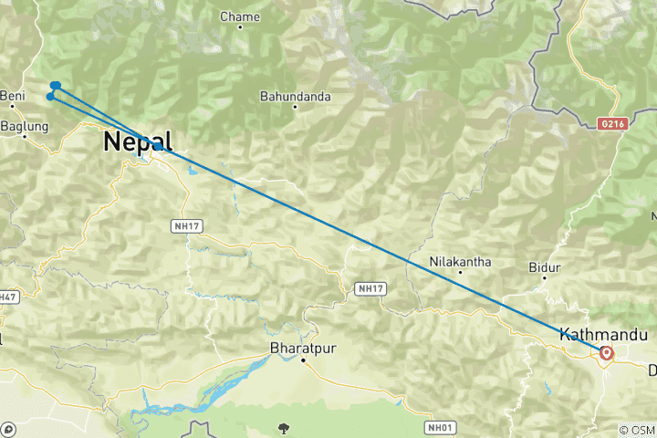 Map of Mohare Danda Panorama Trek