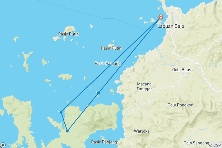 Map of 5 Day Komodo Kayak