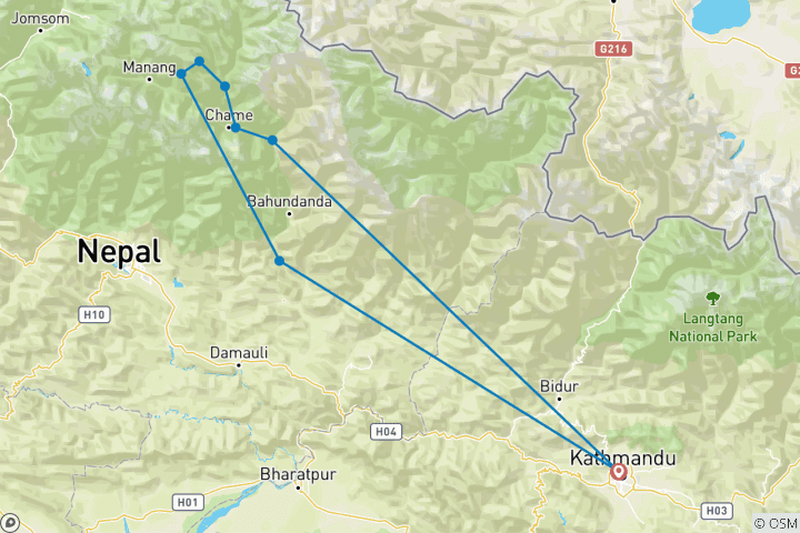 Carte du circuit NAR PHU Trek- 10 jours