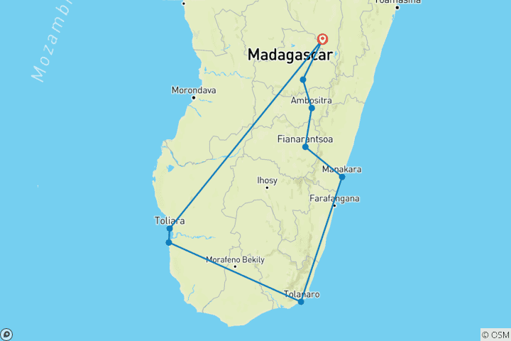 Map of Great adventure to Madagascar south extreme