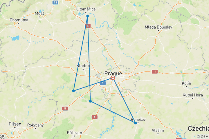 Carte du circuit Découvrez la Bohême : Une expédition culturelle et naturelle de 7 jours