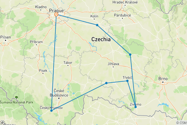Map of Czechia Unesco Tour – 6 Unesco Sites in 6 Days, Max 6 People Per Tour