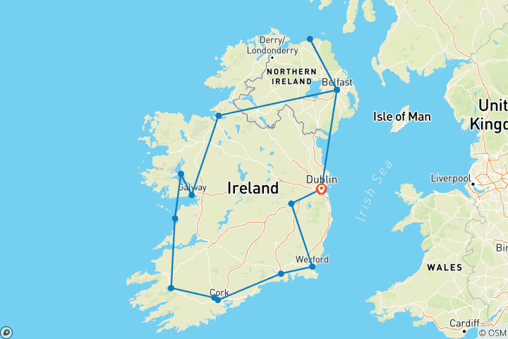 Karte von Irland und Nordirland Rundreise