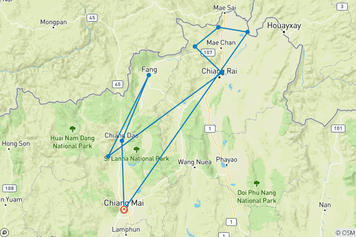 Map of North Thailand by Bike