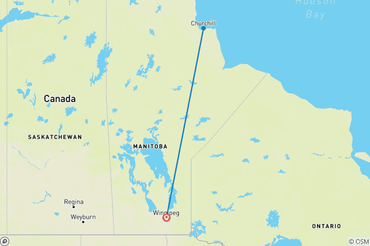 Carte du circuit Aventure de l'ours polaire à Churchill