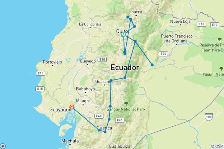 Map of Ecuador - Andes to Amazon