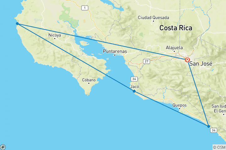 Map of Surf Costa Rica