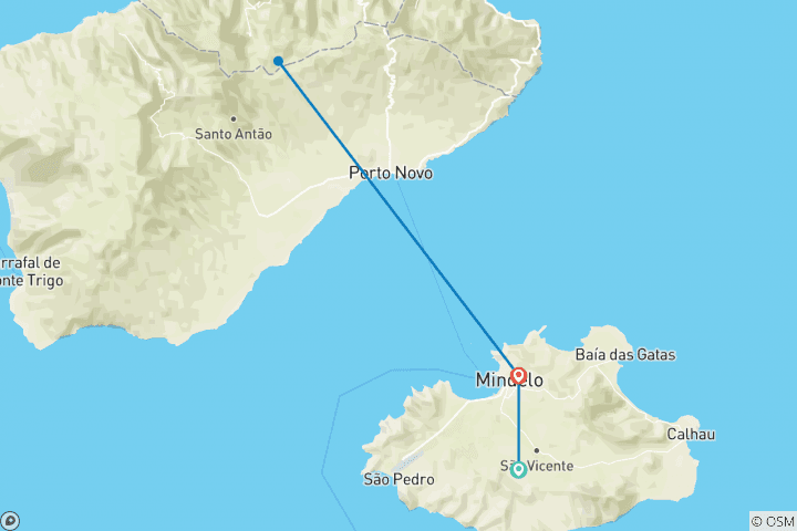 Map of Cape Verde Sao Vicente and Santo Antao