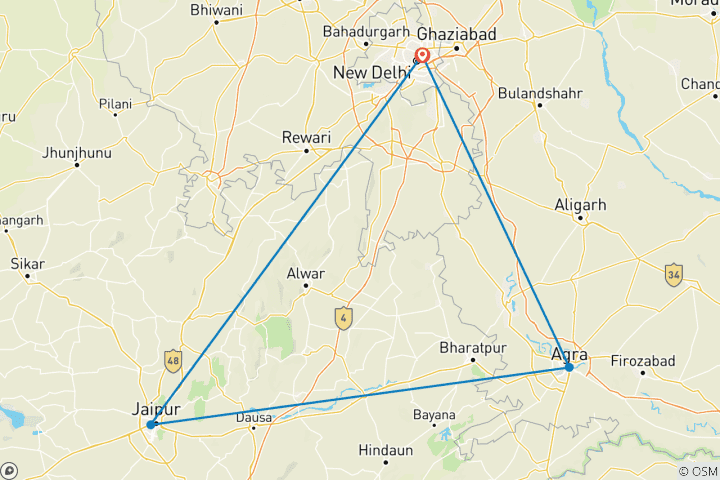 Carte du circuit Festival de Diwali et Triangle d'Or 2023