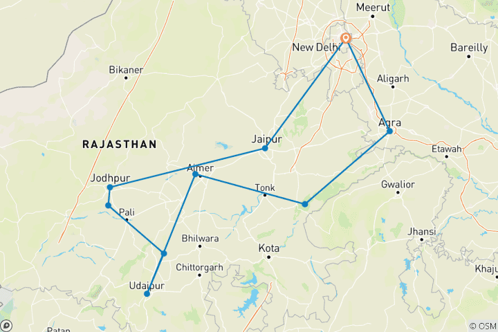 Map of Royal Rajasthan & Land of Kings