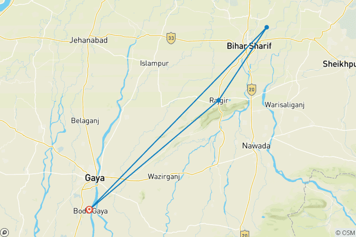 Karte von Das alte Bihar: Nalanda & Rajgir Tagesausflug ab Bodhgaya