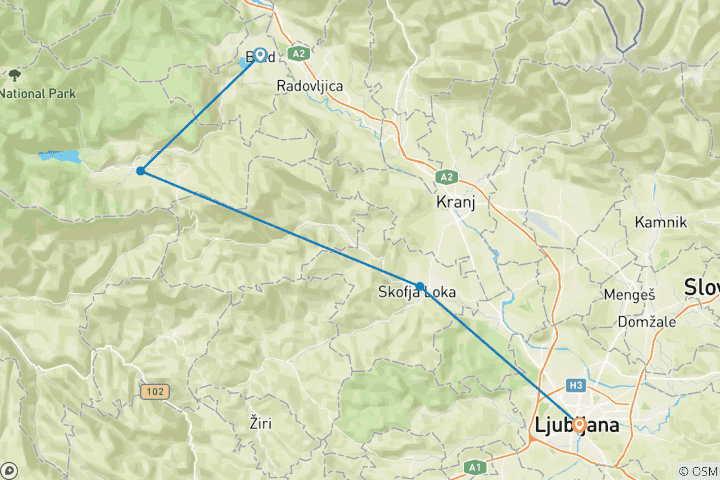 Carte du circuit Lacs et villes de Slovénie - Circuit cycliste court