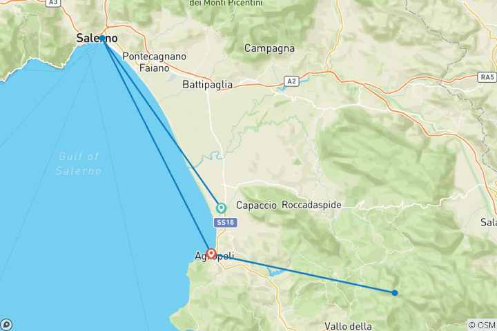 Map of Cilento Coast & Mountain Hike