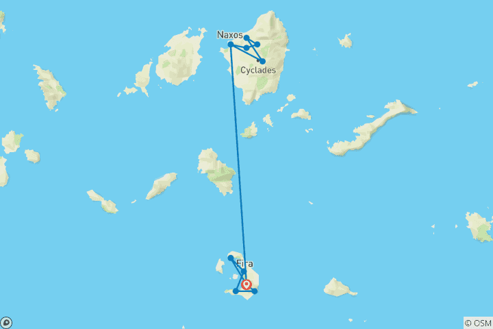 Carte du circuit Santorin et Naxos à pied