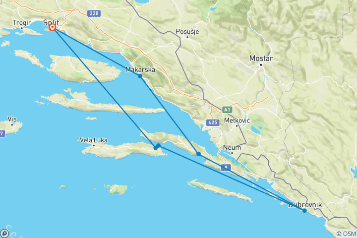 Carte du circuit Voile sur l'île de Croatie (Plus)