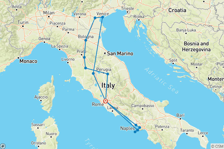 Carte du circuit Découverte de l'Italie