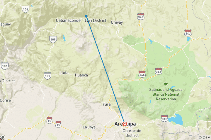 Map of 3 days Arequipa & Colca Canyon & Sillar Stone Route