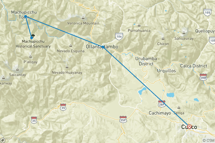 Mapa de 3 días Cusco y Machu Picchu