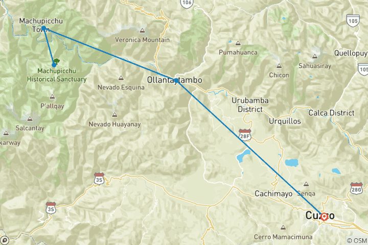 Map of 3 days Cusco & Machu Picchu