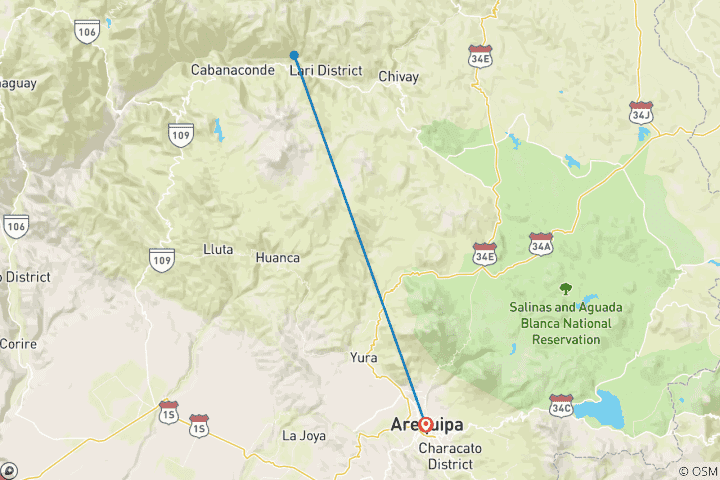 Map of 4 days Arequipa & Colca Canyon & Sillar Stone